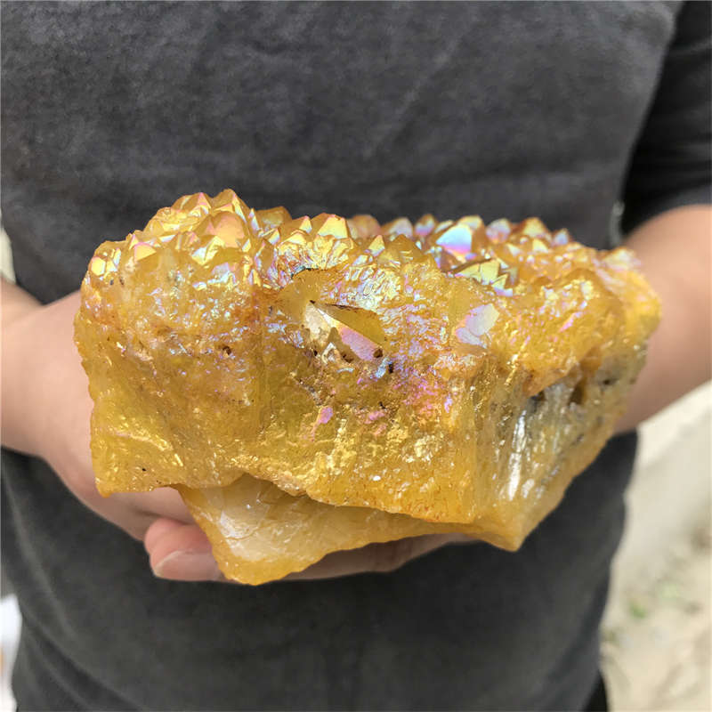 920g Electroplate Rainbow cluster quartz crystal mineral specimen reiki healing