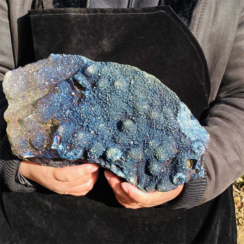 5650g Color Flame Aura Electroplate Agate Quartz Crystal Cluster Specimen