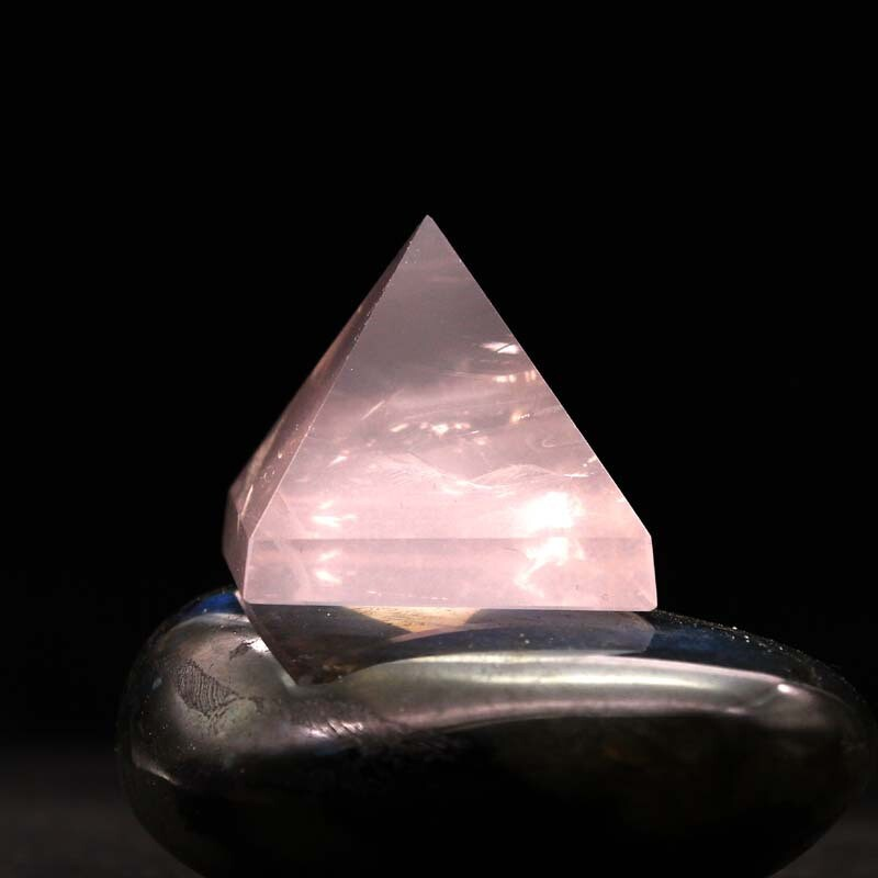 HOT Natural Pink Rose Quartz Crystal Pyramid Gemstone Healing Energy Tower Decor