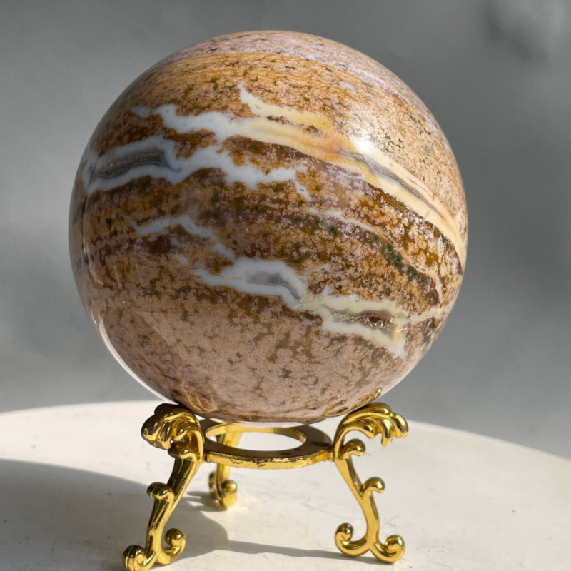 588G Natural Ocean Jasper Jade Crystal Polished Sphere Ball Healing Ball