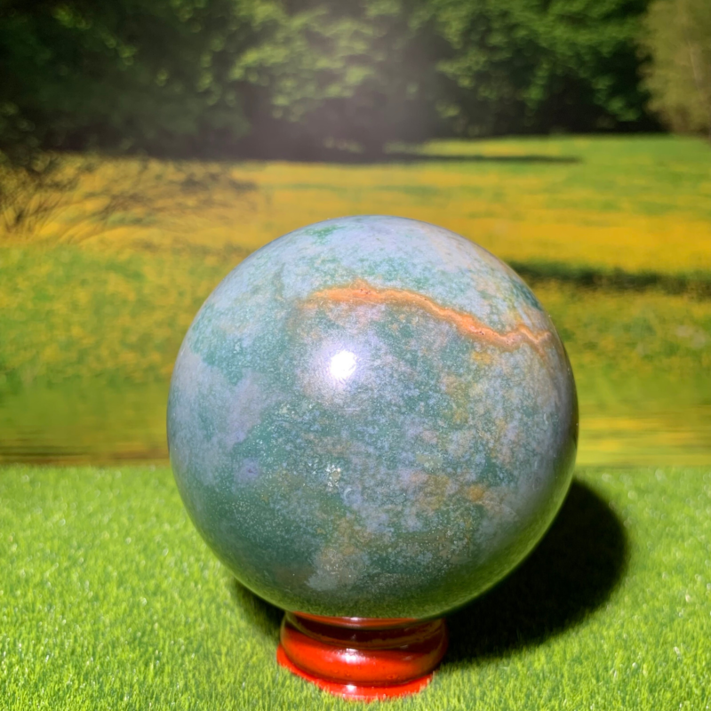 433G Natural Ocean Jasper Quartz Ball Crystal Sphere Mineral Specimen Healing