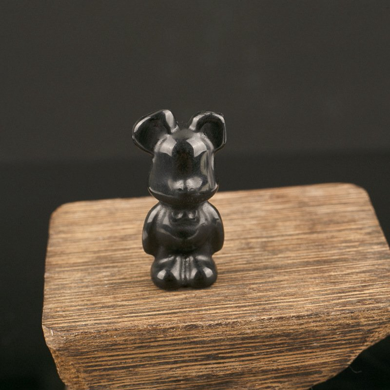 Natural Quartz Crystal Gloomy Little Bear Healing Rock Carved Animal Stone Gift