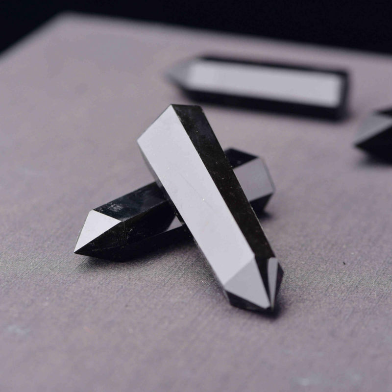 50-60mm Natural Obsidian Quartz Crystal Stone Point Healing Hexagonal Wand Black