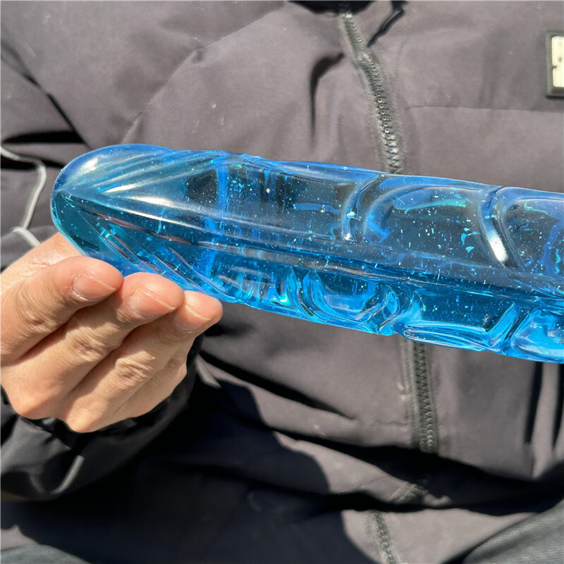 2.66LB Blue Melting Stone Penis skull Carved Quartz Crystal Specimen XK3021