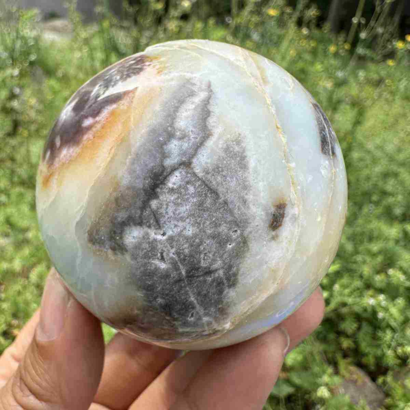 360g Natural Amazonite Quartz Sphere Crystal Polished Ball Reiki Healing Decor