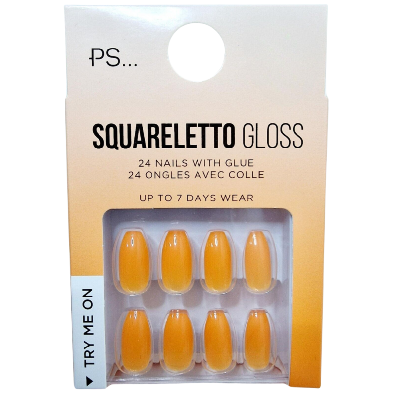 False Nails Press On Fake Tips Stick Coffin Square Full Cover Primark Glue 24pk