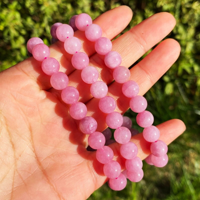 8mm3Genuine Goods Natural Pink Rose Crystal Ball Bracelet