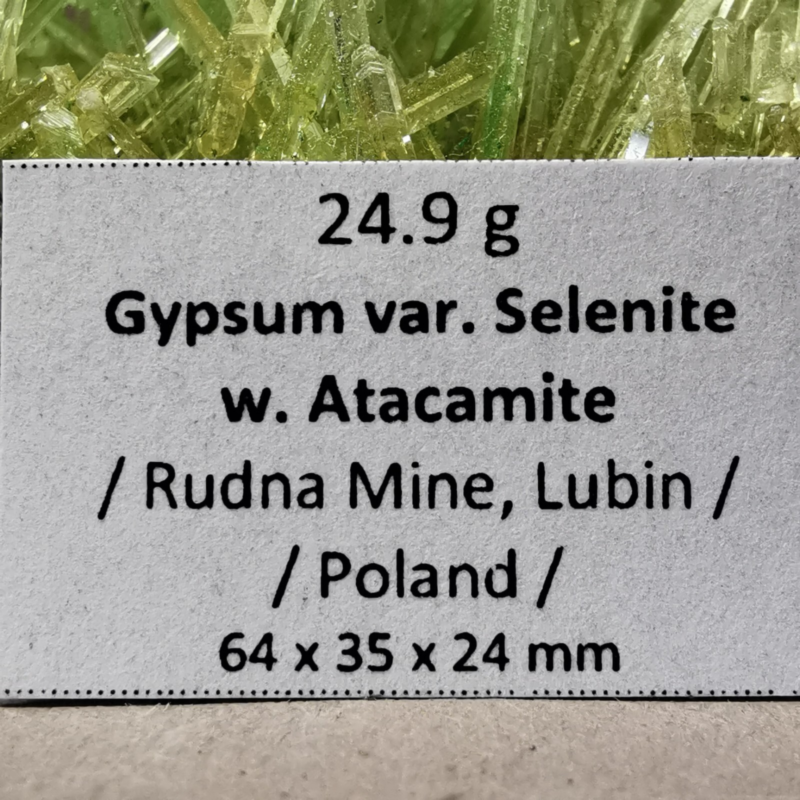 24.9 g RARE Gypsum var. Selenite w. Atacamite / Poland / Rough Crystal Specimen