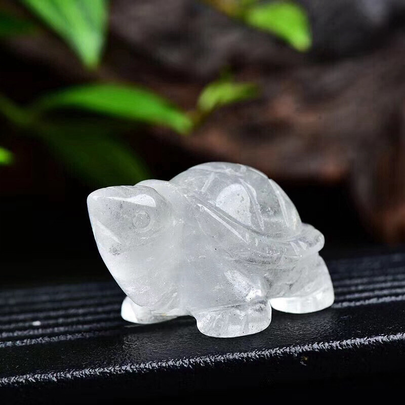 Natural Quartz Crystal Longevity Chakra Healing Stone Carved Turtle Animal Reiki