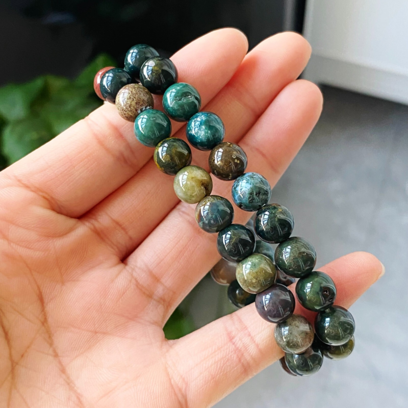 8/8.5mm 2pcs Natural Color Ocean Jade Gemstone Beads Bracelet