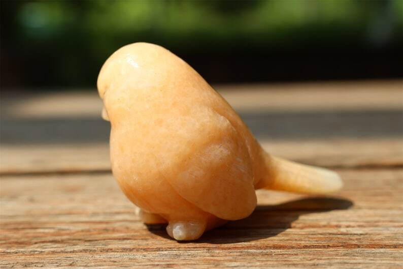 2.4" Natural Sunstone Carved bird Reiki Creative Crystal Skull decor gift 1pc