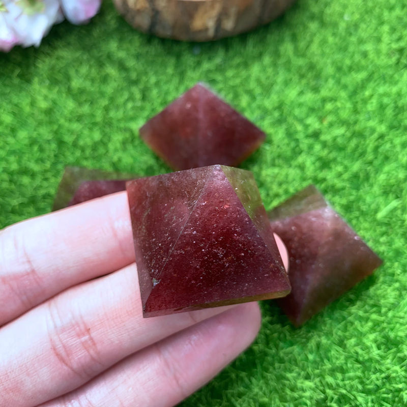 1Pc Natural Strawberry Quartz Energy Tower Crystal Chakra Healing Rock Pyramid
