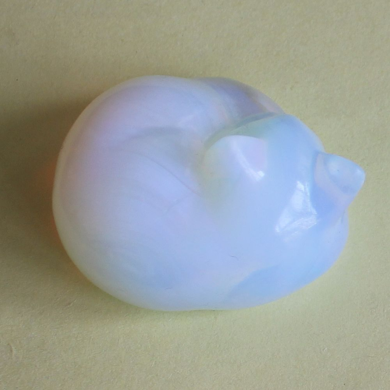 Carved crystal gemstone crystal sleeping cat figurine animal statue decor 2&apos;&apos;