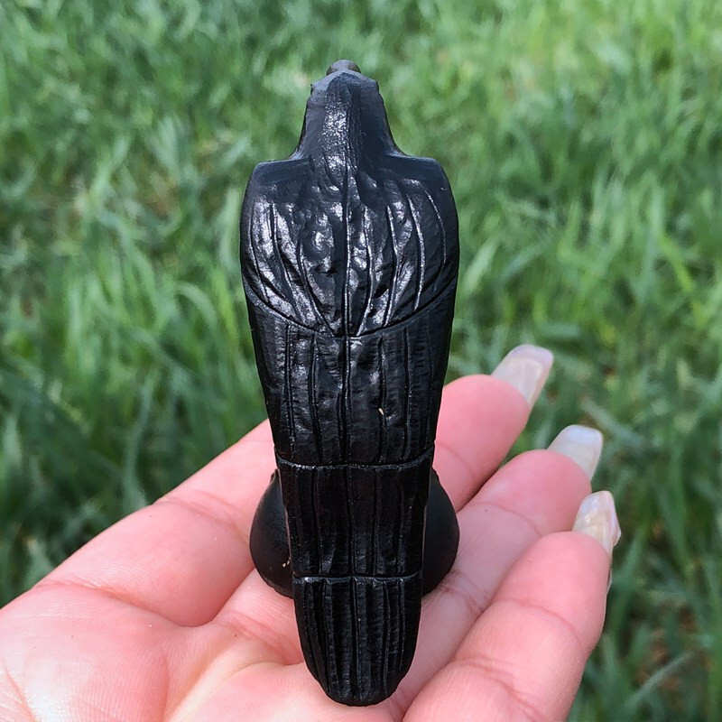 Natural obsidian crystal hand carved Raven skull Quartz reiki Decoration 1pc