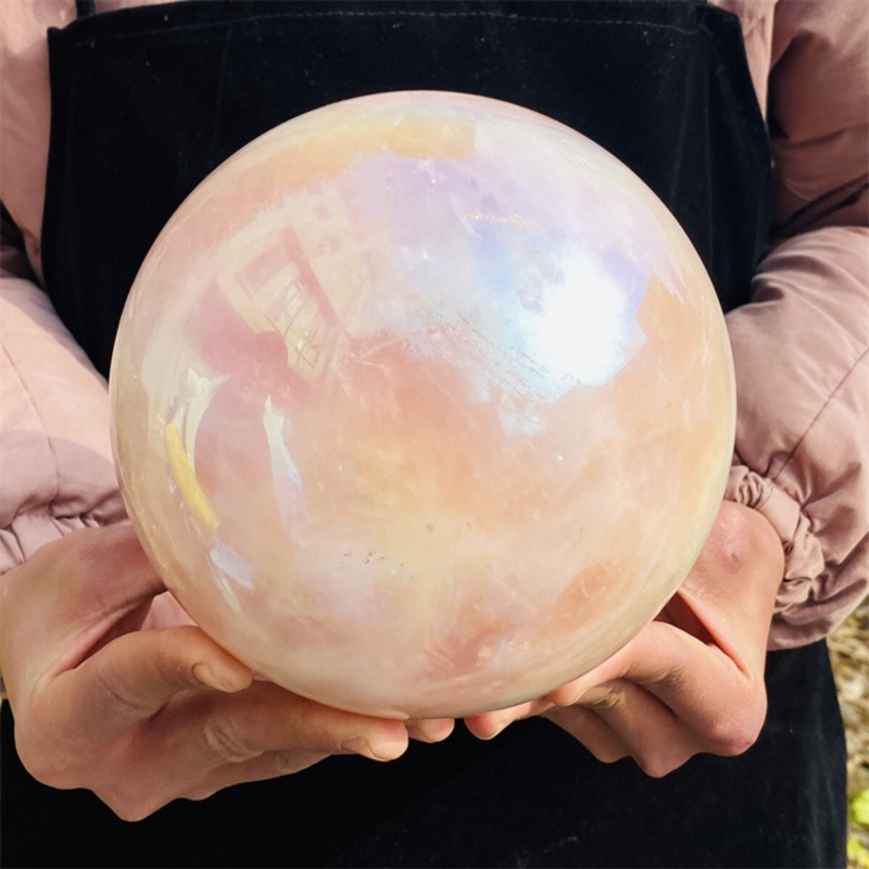 4780g  Rose Crystal Ball Treasure electroplated Powder Healing Sphere