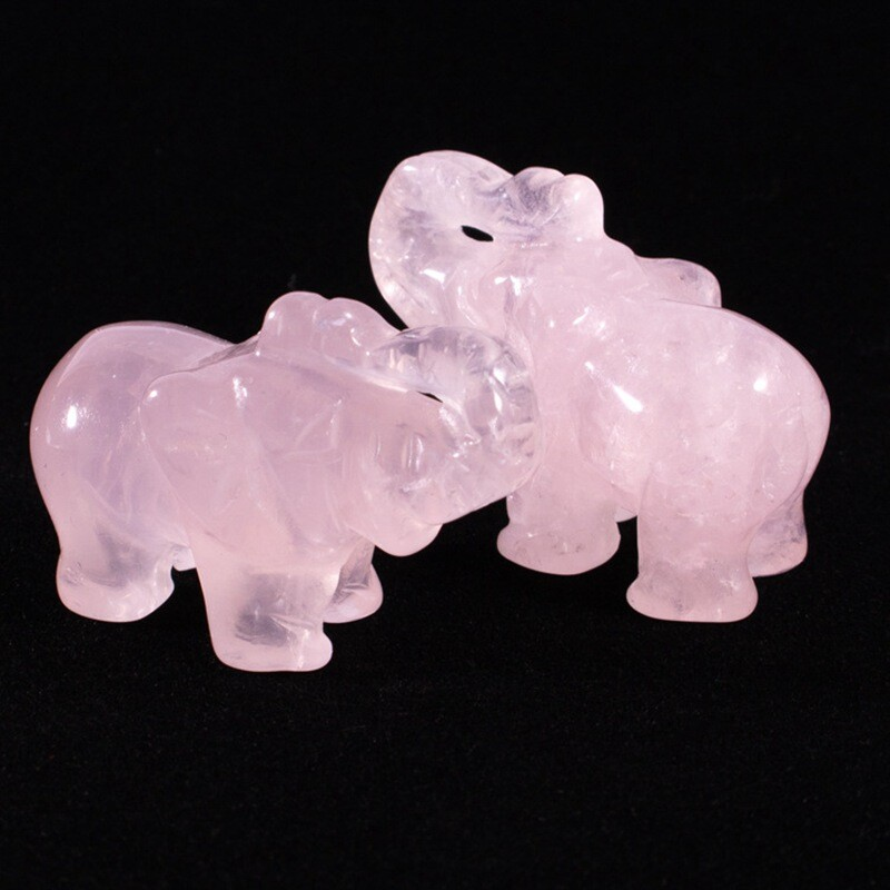 5x Natural Rose Quartz Crystal Carved Elephant Healing Rock Gemstone Animal Gift