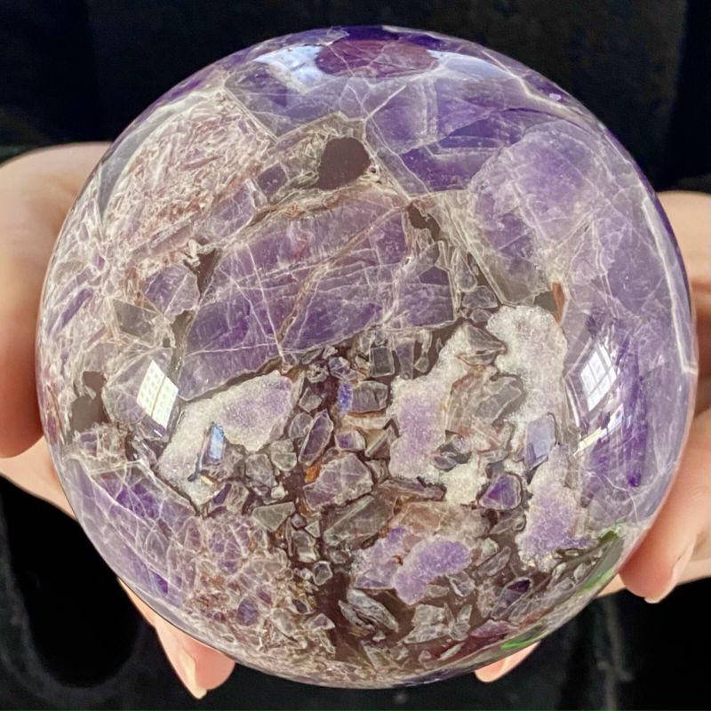2.83LB Natural Dream Amethyst Quartz Crystal Sphere Ball Healing