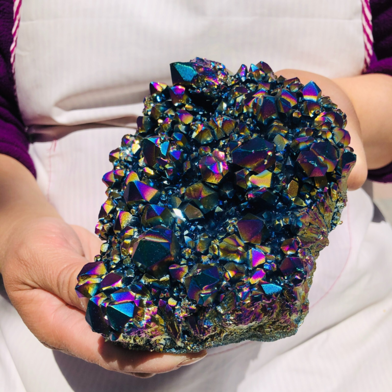 2.66LB Color Flame Aura Electroplate Quartz Crystal Specimen Healing point 475