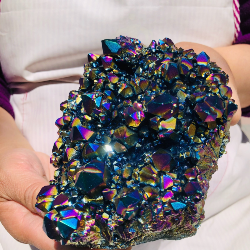 2.66LB Color Flame Aura Electroplate Quartz Crystal Specimen Healing point 475