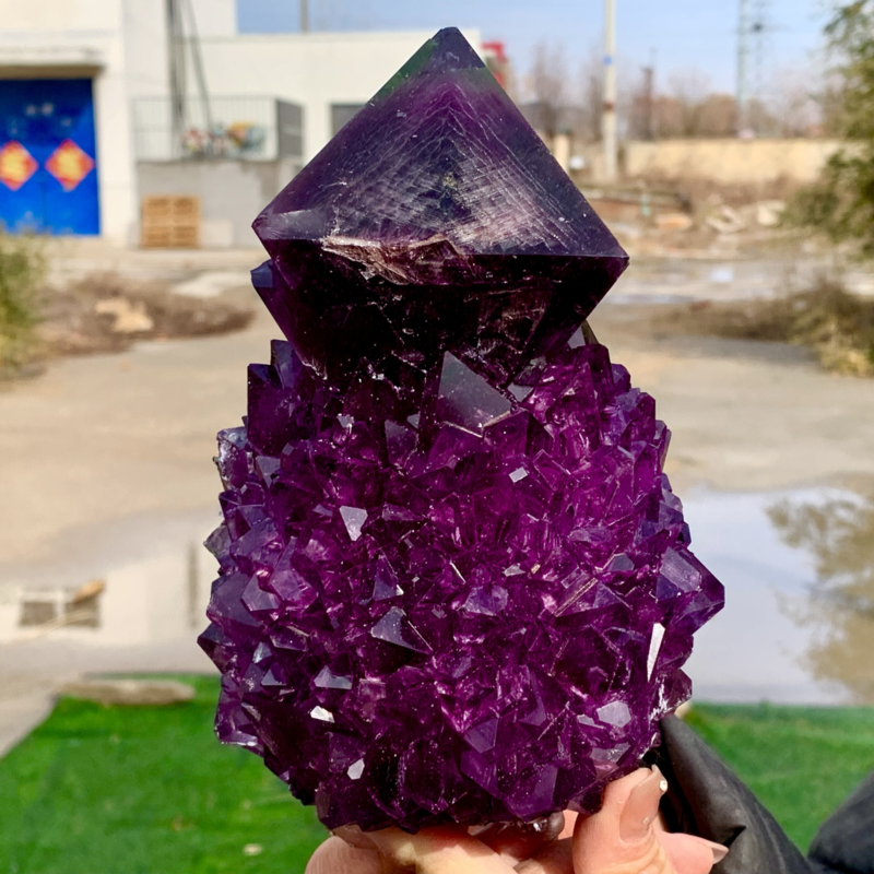 2.75LBNewly discovered Purple Potassium alum Octahedral Crystal Stunning Crystal