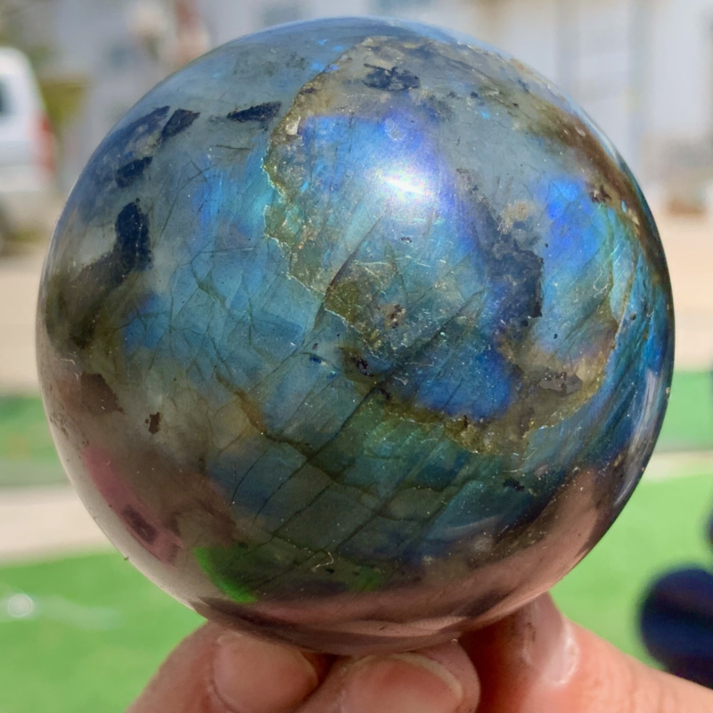 366G Natural Gorgeous Labradorite QuartzCrystal Stone Specimen ball Healing