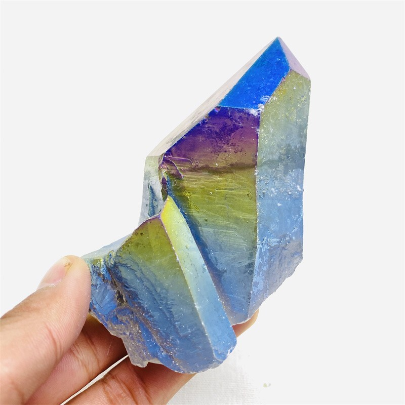 400g Color Flame Aura Electroplate Quartz Crystal Cluster Specimen Healing Stone