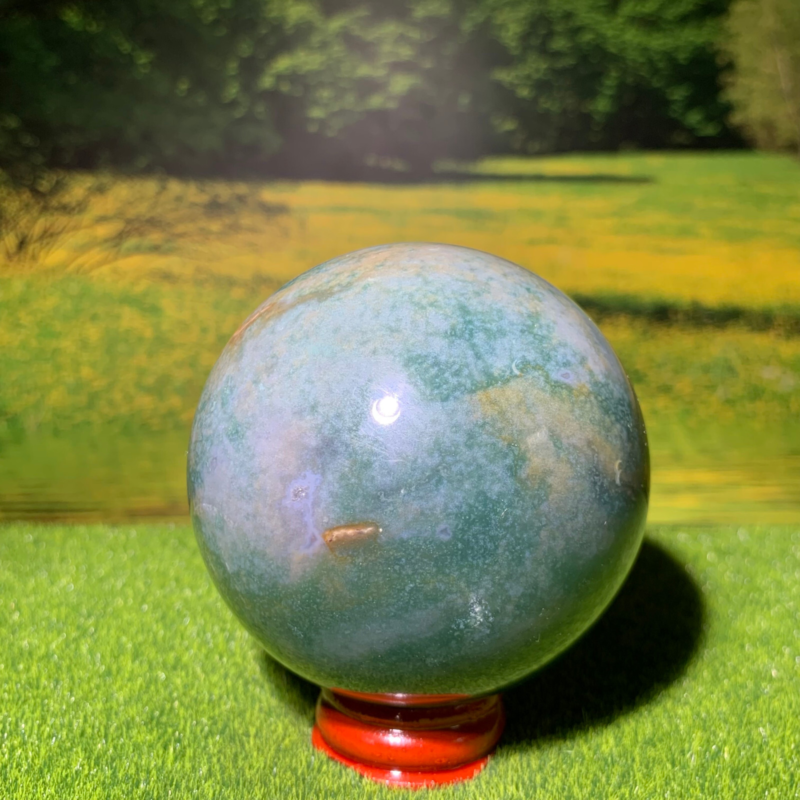 433G Natural Ocean Jasper Quartz Ball Crystal Sphere Mineral Specimen Healing