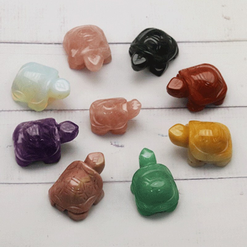 Natural Quartz Carved Longevity Tortoise Crystal Healing Gemstone Animal Turtle