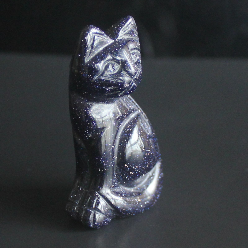 Carved mixed gemstone quartz crystal cat figurine animal carving home decor 2&apos;&apos;