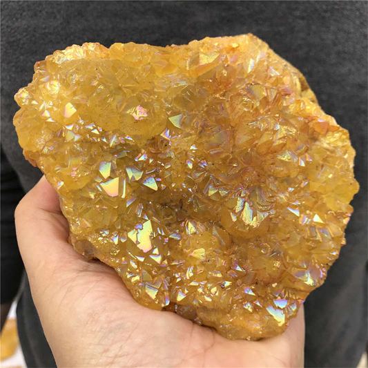 920g Electroplate Rainbow cluster quartz crystal mineral specimen reiki healing