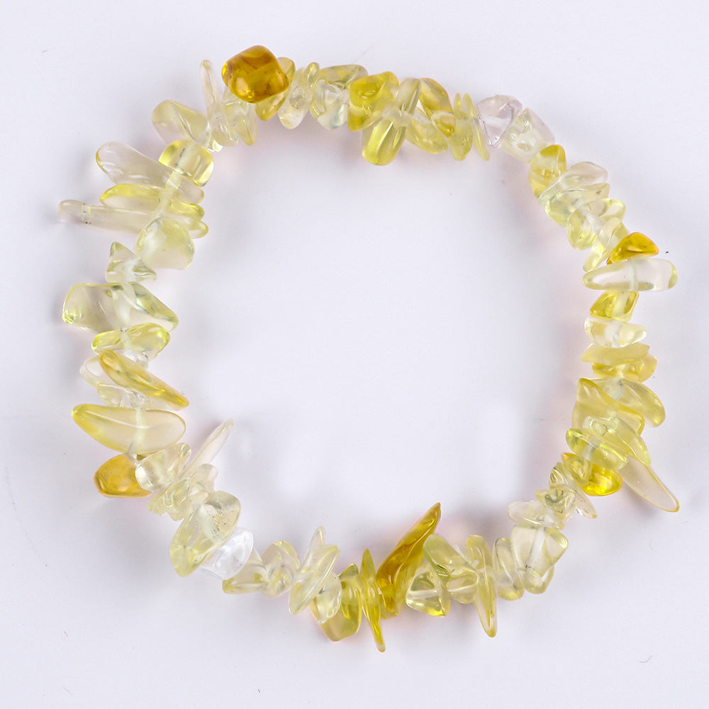 Natural Amethyst Pink Crystal Agate Gravel Bracelet Irregular Bracelet BohemianinsWind Elastic Bracelet