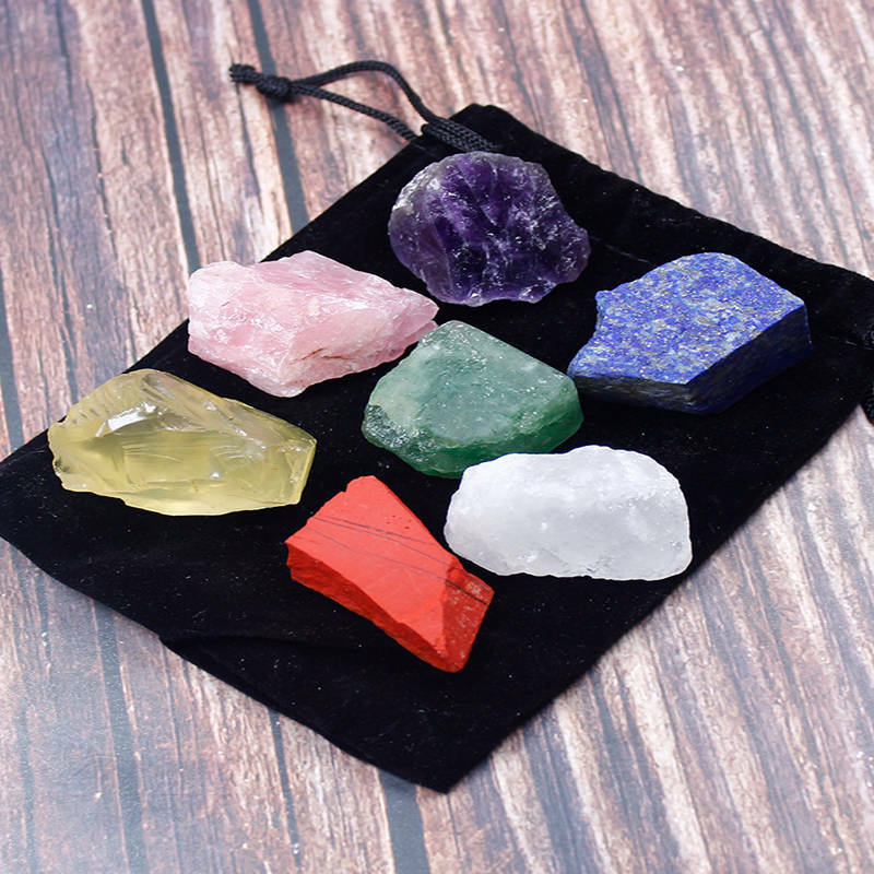 5Sets 7 Chakra Energy Natural Quartz Crystal Rough Reiki Balance Gemstone Gift