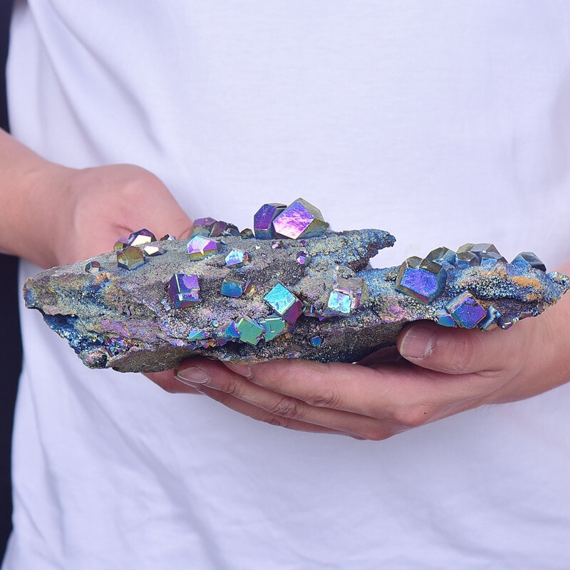 5.75LB Electroplated quartz Calcite mineral specimen for spiritual healing