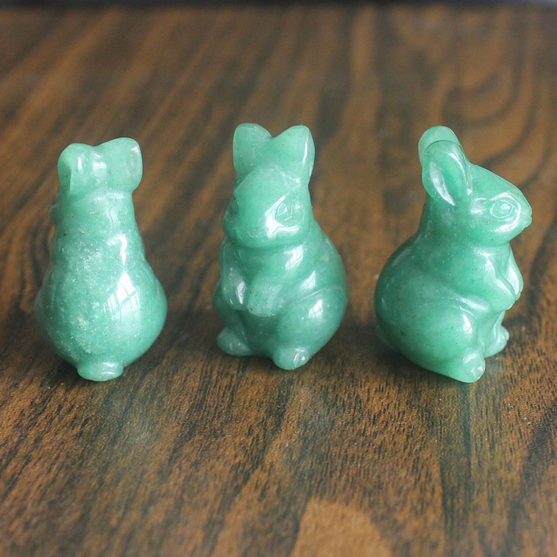 Carved gemstone crystal rabbit bunny figurine animal carving home decor 1.5&apos;&apos;