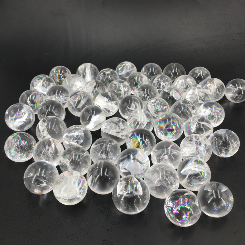 Natural Clear Quartz sphere Rainbow Crystal Ball reiki Healing care 40g+ 2pcs