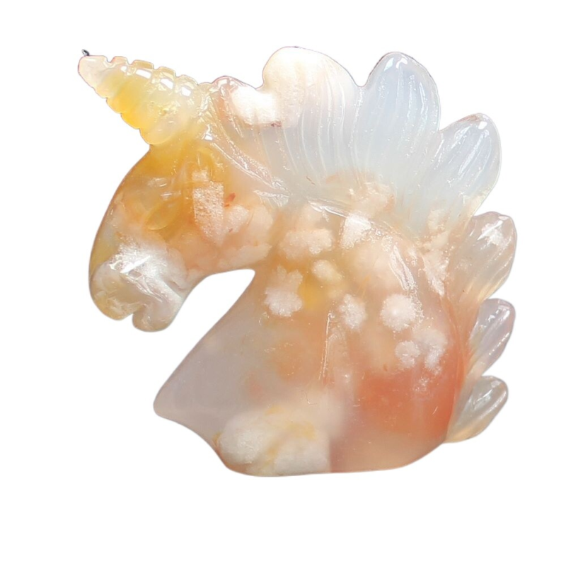 HLbshi Hand Carved Mixed Gemstone quartz crystal Unicorn animal Figurine Carving