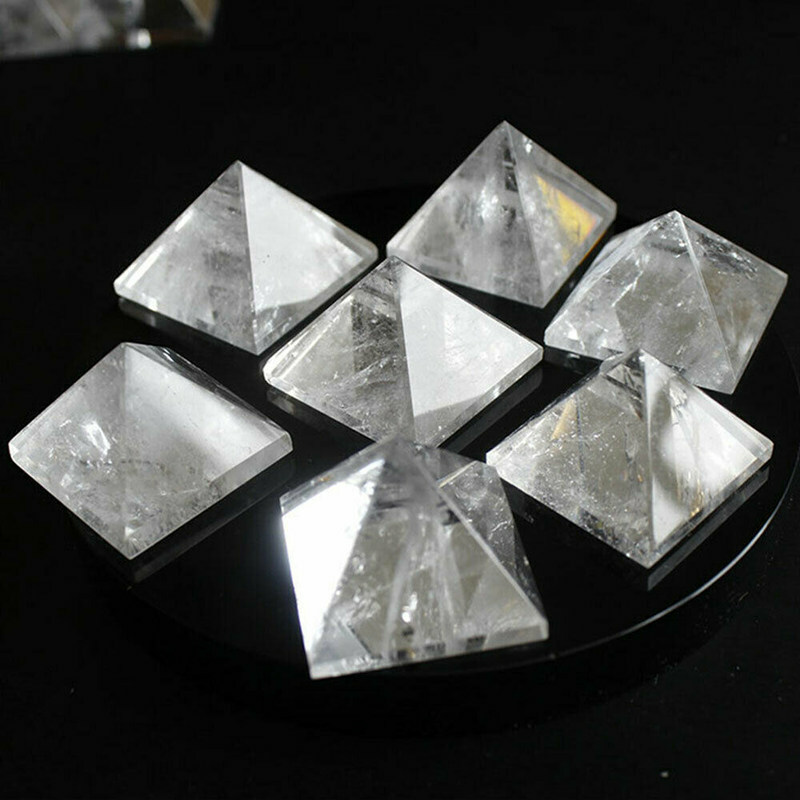 Natural Clear Quartz Crystal Energy Tower Reiki Mineral Pyramid Gemstone Decor