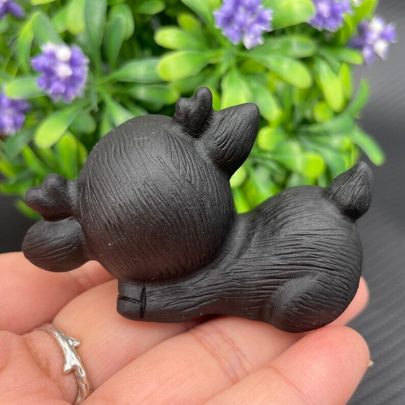 Natural Obsidian Deer Baby Hand Carved Crystal Animal Decoration Reiki Heal gift