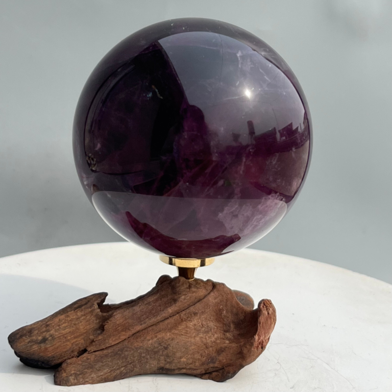 580g Natural Fluorite ball Colorful Quartz Crystal Gemstone Healing + Stand
