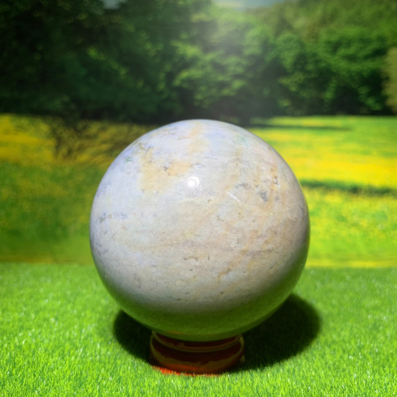 372GNatural Marine Jasper Quartz Ball Crystal Ball Mineral Specimen Restoration