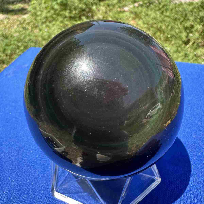 520g natural rainbow obsidian sphere cat&apos;s eye quartz crystal ball healing