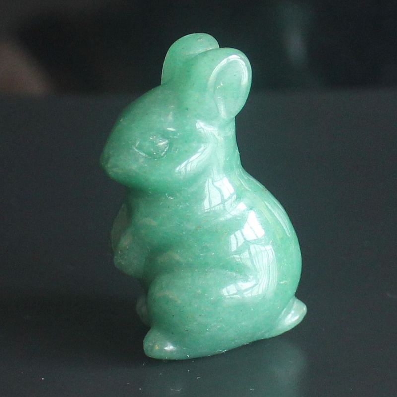 Carved gemstone crystal rabbit bunny figurine animal carving home decor 1.5&apos;&apos;