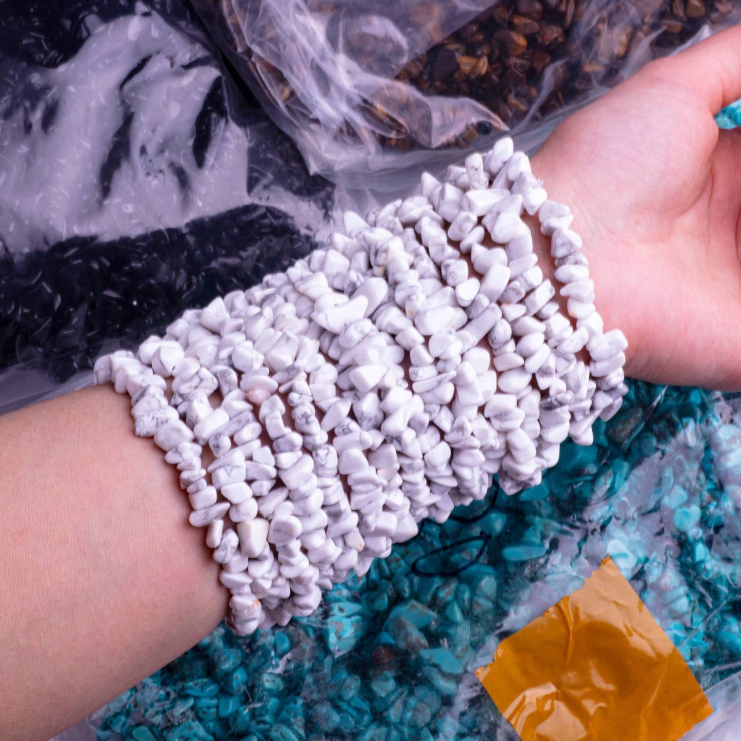 Natural Amethyst Pink Crystal Agate Gravel Bracelet Irregular Bracelet BohemianinsWind Elastic Bracelet