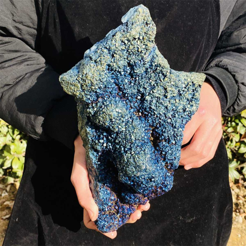 3450g Color Flame Aura Electroplate Agate Quartz Crystal Cluster Specimen