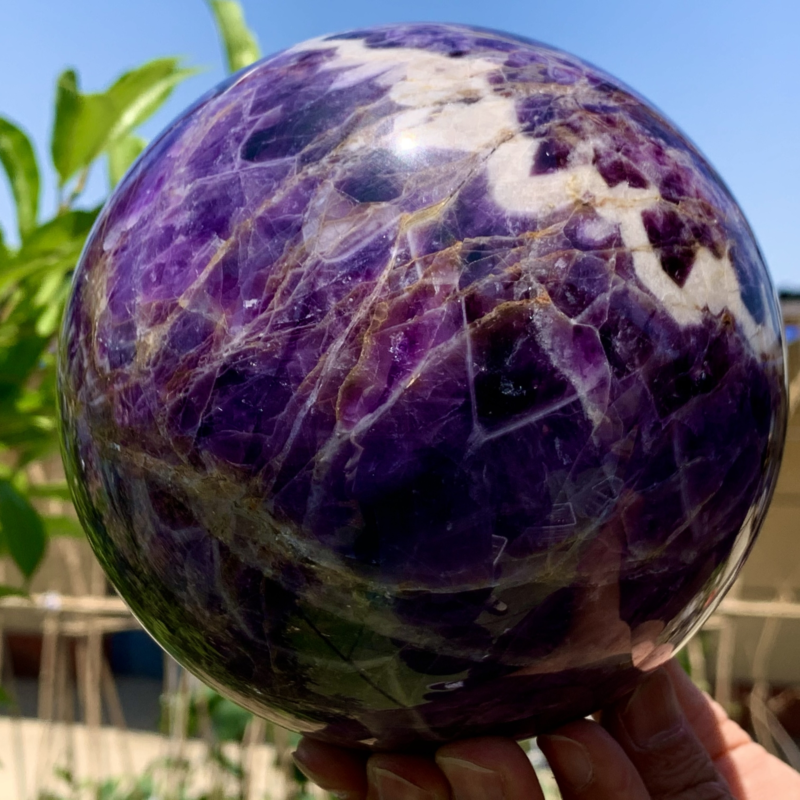 6.33LB Natural beautiful Dream Amethyst Quartz Crystal Sphere Ball Healing