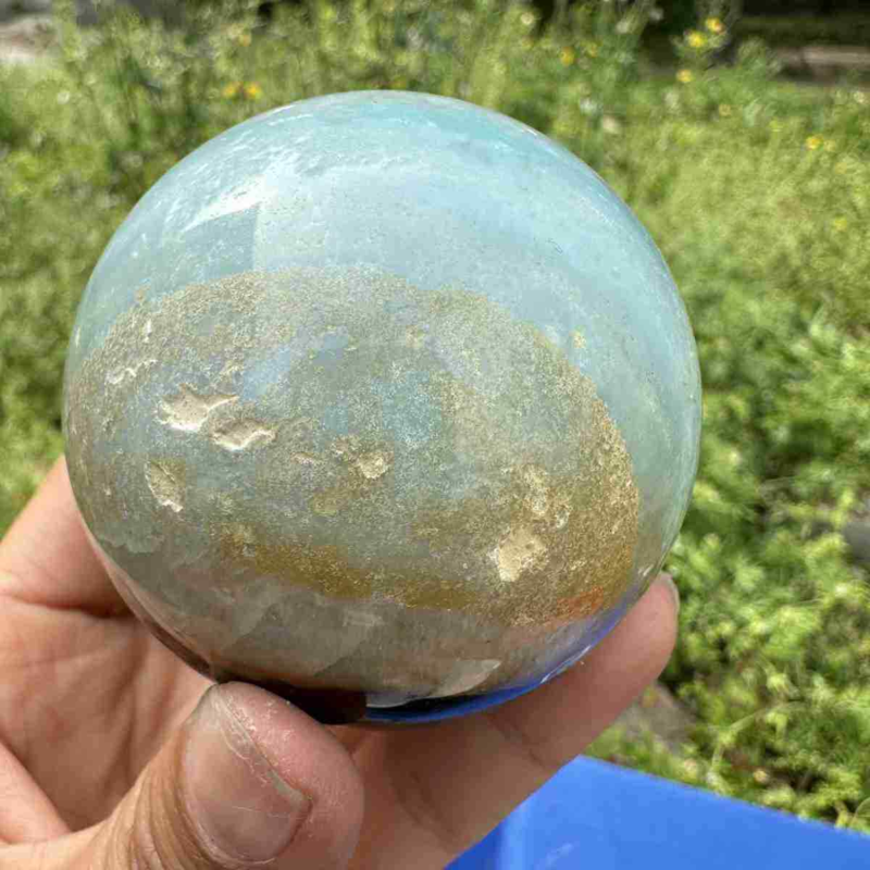 375g Natural Amazonite Quartz Sphere Crystal Polished Ball Reiki Healing Decor