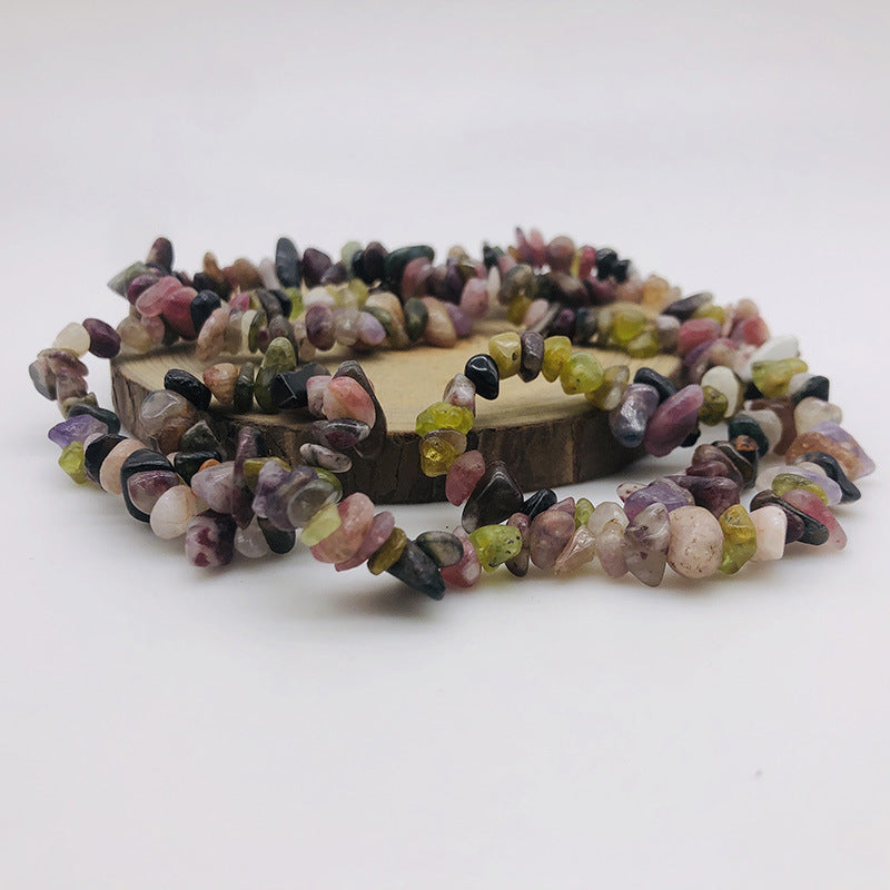 Natural Crystal Perforated Stone Chain Semi-Finished Products with Holes and Shape Scattered BeadsdiyBracelet Accessories Cross-Border Perforated Gravel