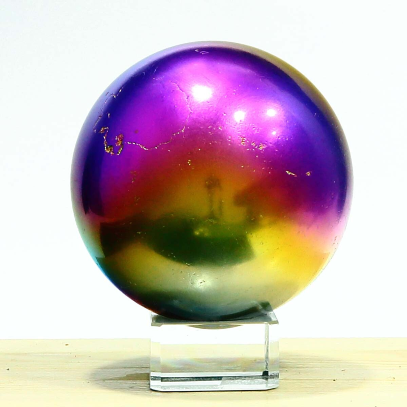 611g Natural Crystal Electroplated Rainbow Crystal Ball Quartz Sphere Healing