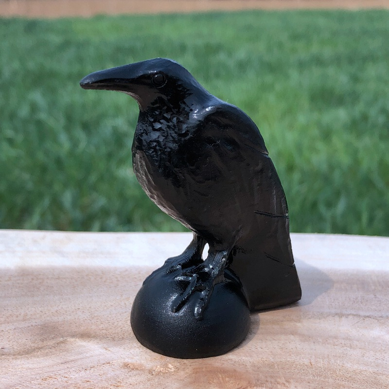 Natural obsidian crystal hand carved Raven skull Quartz reiki Decoration 1pc