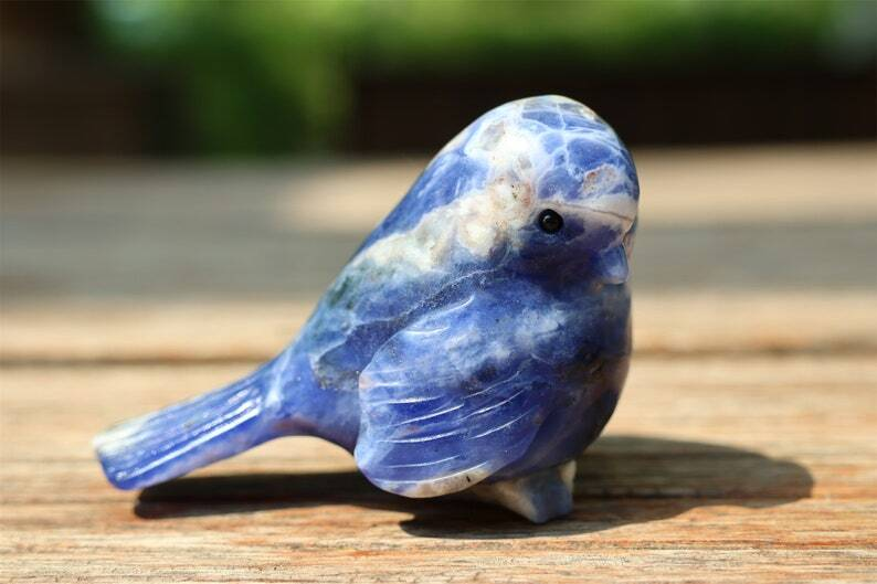 2.4" Natural Sodalite Carved bird Reiki Creative Crystal Skull decor gift 1pc